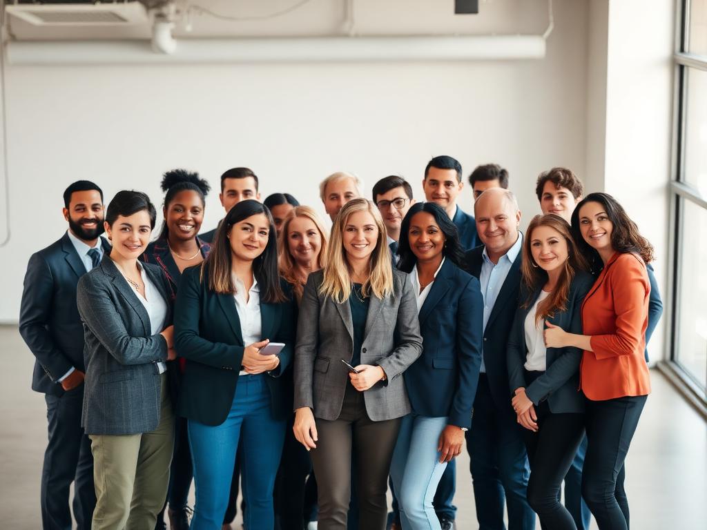 Diverse group of enterprise employees representing a certified workforce
