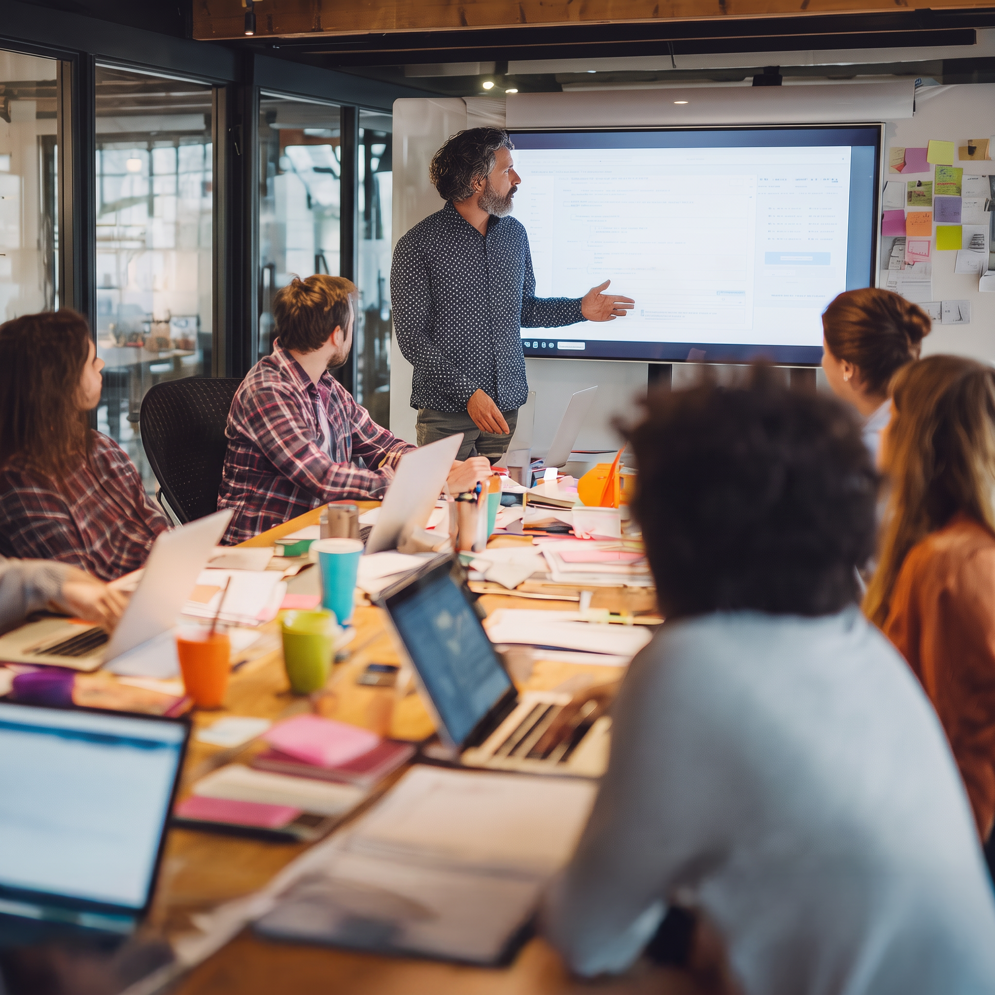 Instructor presenting an AI session to a team